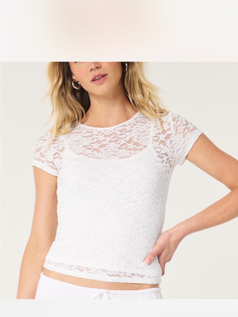 Hollister White Lace Crop Top